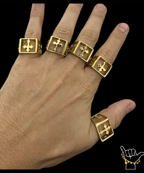 Anel Cruz Vazado - Banhado a Ouro 18k