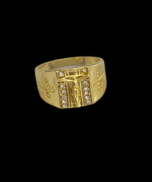 Anel Jesus Cricifixo - Banhado a Ouro 18k