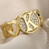 Anel Feminino De Letra Inicial Ajustavel Banhado Ouro 18K Branco