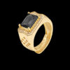 Anel Luxo Pedra Preta Ajustavel Banhado A Ouro 18K P