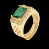 Anel Luxo Pedra Verde Ajustavel Banhado A Ouro 18K P