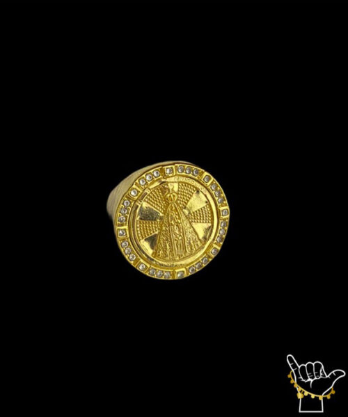 Anel Nossa Senhora Cravejado - Banhado a Ouro 18k