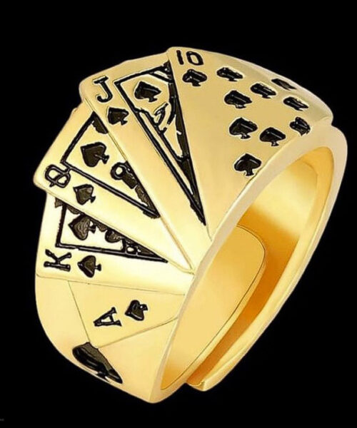 Anel Cartas de Baralho - Banhado a ouro 18k