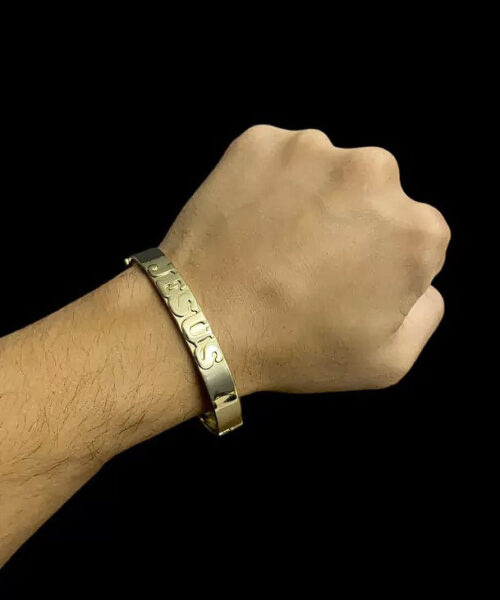 Bracelete Jesus 10 Milímetros - Banhado a Ouro 18k