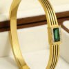 Bracelete Luxo Cravejado Feminino Banhado A Ouro 18K Verde P