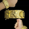 Bracelete Personalizado 35 Milimetros Misto Banhado A Ouro 18K Preto