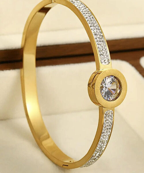 Bracelete Cravejado Ponto de Luz - Banhado a Ouro 18k