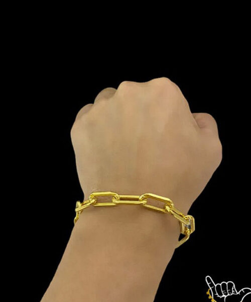 Pulseira Cadeado Alongado 12mm - Banhado a Ouro 18k