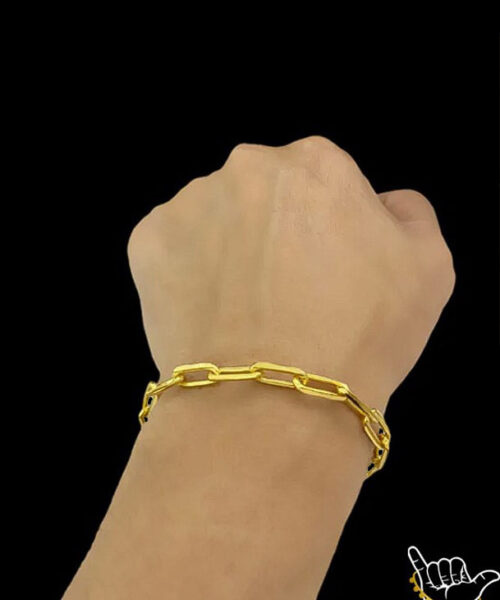 Pulseira Cadeado Alongado 7mm - Banhado a Ouro 18k