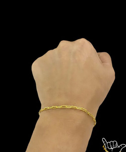 Pulseira Cadeado Alongado 3mm - Banhado a Ouro 18k