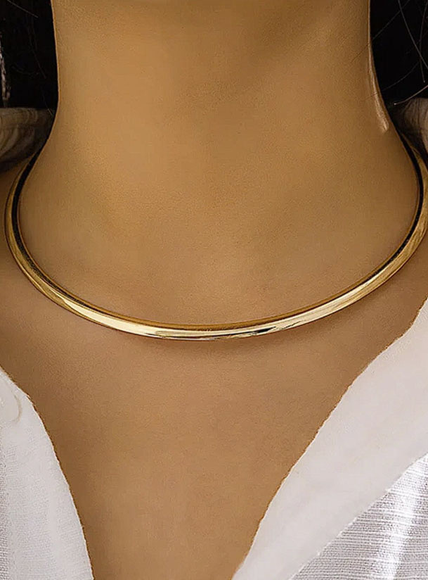 Colar Choker Feminino Banhado A Ouro 18K Preto