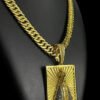 Cordao 13Mm Grumet Nossa Senhora Quadrada Banhado A Ouro 18K Preto
