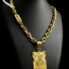 Cordao Cadeado 12Mm Pingente Banhado A Ouro 18K Preto