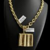 Cordao Cadeado 12Mm Pingente Biblia Banhado A Ouro 18K Preto