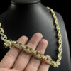 Cordao Cadeado 13Mm Cravejado Modelo Especial Banhado A Ouro 18K P