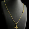 Cordao Cadeado 1Mm Pingente Cruz Banhado A Ouro 18K Preto