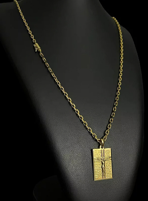 Cordao Cadeado 3Mm Pingente Banhado A Ouro 18K Preto