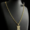 Cordao Cadeado Alongado 3Mm Pingente Cruz Banhado A Ouro 18K Preto