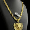 Cordao Cadeado Duplo 10Mm Pingente Fe Banhado A Ouro 18K Preto