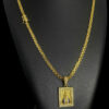 Cordao Cadeado Duplo 5Mm Pingente Nossa Senhora Banhado A Ouro 18K Preto