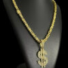 Cordao Cassino 8Mm Pingente Cifrao Banhado A Ouro 18K P
