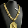 Cordao Dubai 15Mm Com Fecho Especial Mao Rezando Pingente Fe Banhado Ouro 18K Preto
