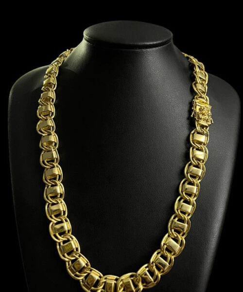 Cordão Dubai 15mm (fecho Especial) São Jorge - Banhado a Ouro 18k