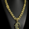 Cordao Dubai 15Mm Fecho Jacare Pingente Cravejado Banhado Ouro 18K Preto