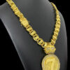 Cordao Dubai 15Mm Pingente 7 Personalizado Banhado Ouro 18K 5