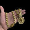 Cordao Friso S 13Mm Cravejado Pingente Personalizado Jesus Cristo Banhado A Ouro 18K Preto