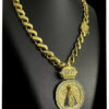 Cordao Friso S 13Mm Pingente Santa Coroa Banhado A Ouro 18K 2
