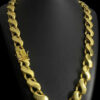 Cordao Friso S 16Mm Fecho Especial Jacare Banhado Ouro 18K Preto