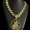 Cordao Friso S 16Mm Pingente Banhado A Ouro Preto