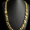 Cordao Friso S Bordado 13Mm Banhado Ouro 18K Preto