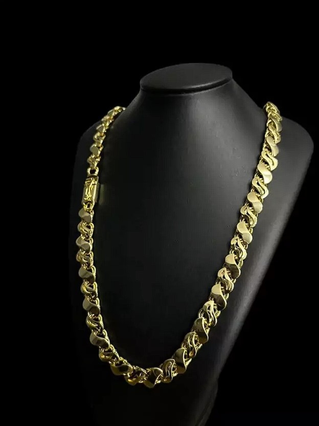 Cordao Friso S Miami 13Mm Banhado Ouro 18K7