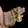 Cordao Friso S Vazado 13Mm Pingente Jesus Cristo Banhado A Ouro 18K Preto 2