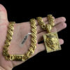Cordao Friso S Vazado 13Mm Pingente Leao Banhado A Ouro 18K Preto