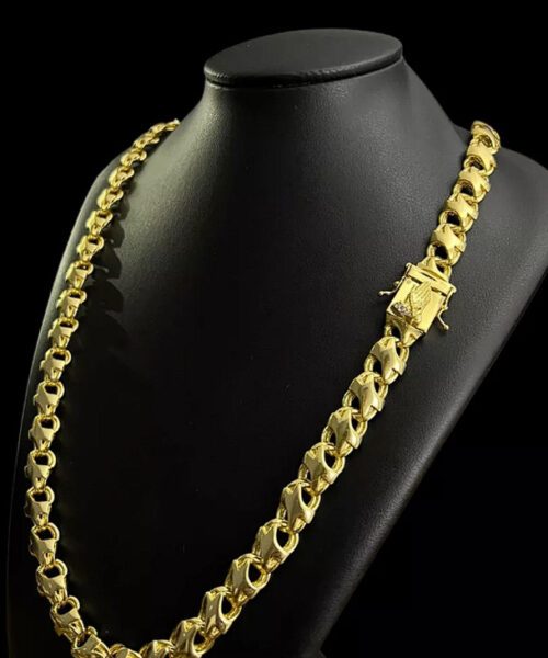 Cordão Friso x 13mm C/ Fecho Especial Mão - Banhado Ouro 18k