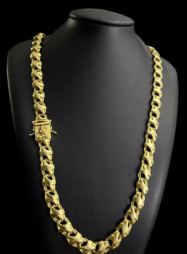 Cordao Friso X 13Mm Com Fecho Sao Jorge Banhado Ouro 18K Preto