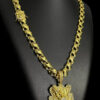 Cordao Friso X 13Mm Fecho Mao Orando Pingente Banhado A Ouro 18K Preto