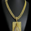 Cordao Grumet 13Mm Pingente Nossa Senhora Cravejado Banhado A Ouro 18K 2
