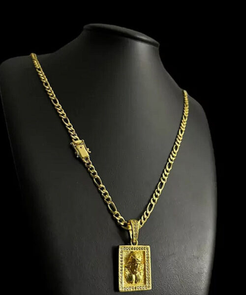 Cordão 3x1 5mm + Pingente Jesus 3d - Banhado a Ouro 18k