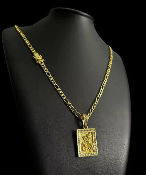 Cordão 3x1 5mm + Pingente São Jorge - Banhado a Ouro 18k