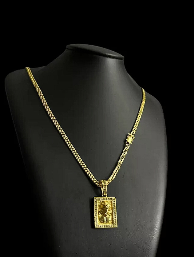 Cordao Grumet Pingente Jesus 5Mm Banhado A Ouro 18K 2