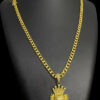 Cordao Grumet Pit Bull 6Mm Pingente Jesus E O Dono Do Lugar Banhado A Ouro 18K Preto