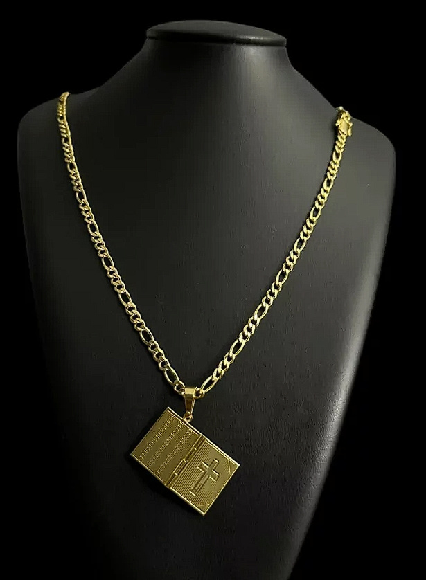 Cordao Grumt 3X1 5Mm Pingente Banhado A Ouro 18K
