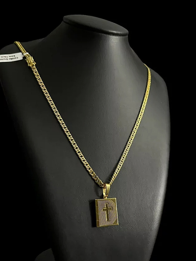 Cordao Grumt 5Mm Pingente Banhado A Ouro 18K 4