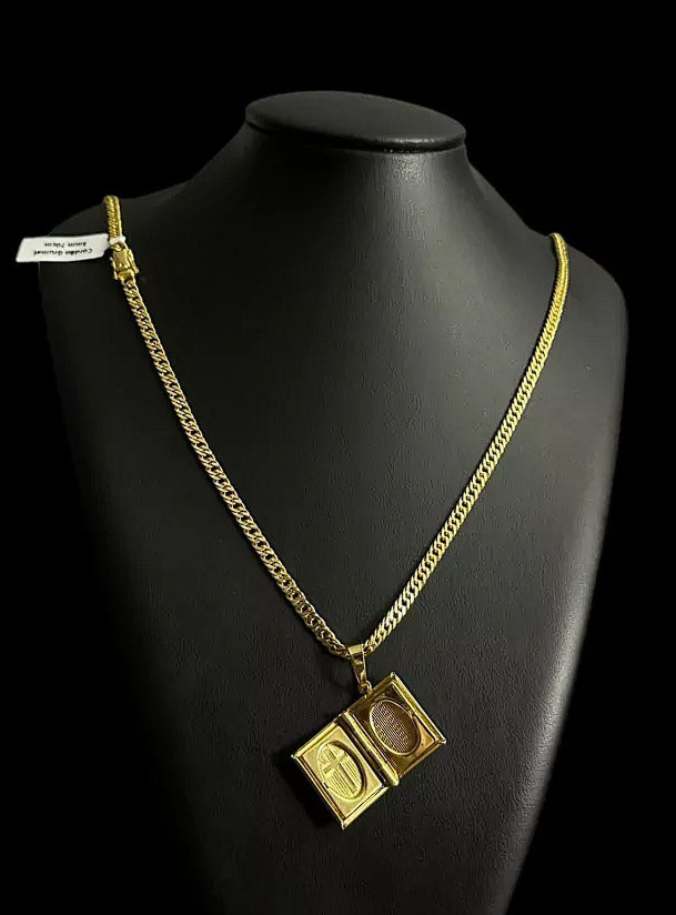 Cordao Grumt 5Mm Pingente Banhado A Ouro 18K Preto