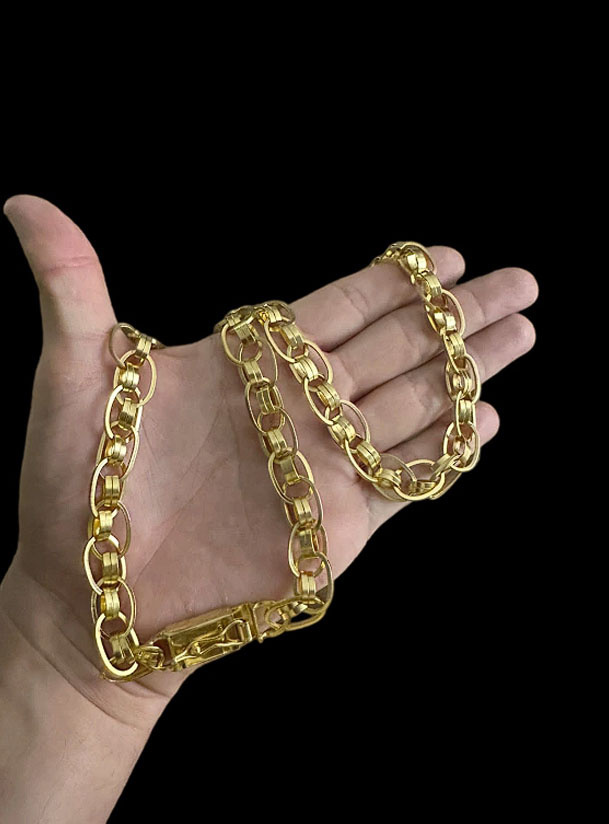 Cordao Imperador 13Mm Banhado A Ouro 18K Preto 2