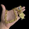 Cordao Imperador 13Mm Pingente Fe Banhado A Ouro 18K Preto